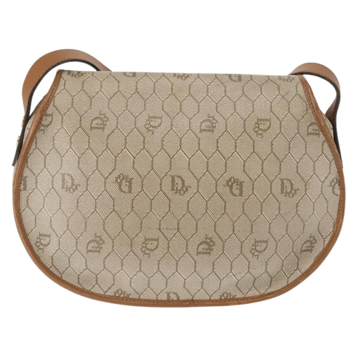 Christian Dior   Honeycomb Flap Crossbody Bag Coated Canvas Beige Canvas Bag ()