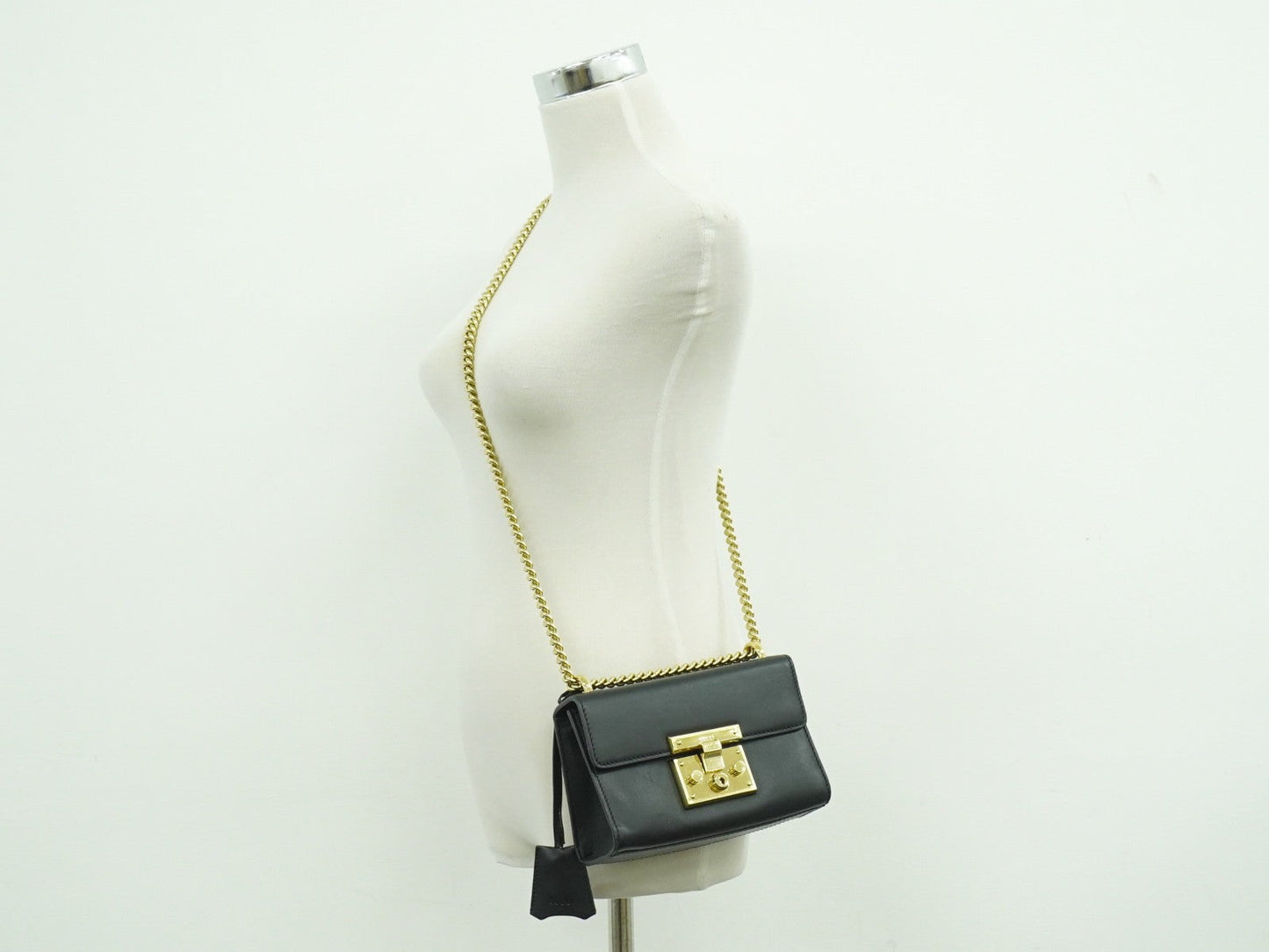 Gucci Padlock Shoulder Bag Leather Black Leather Shoulder Bag Bag ( )