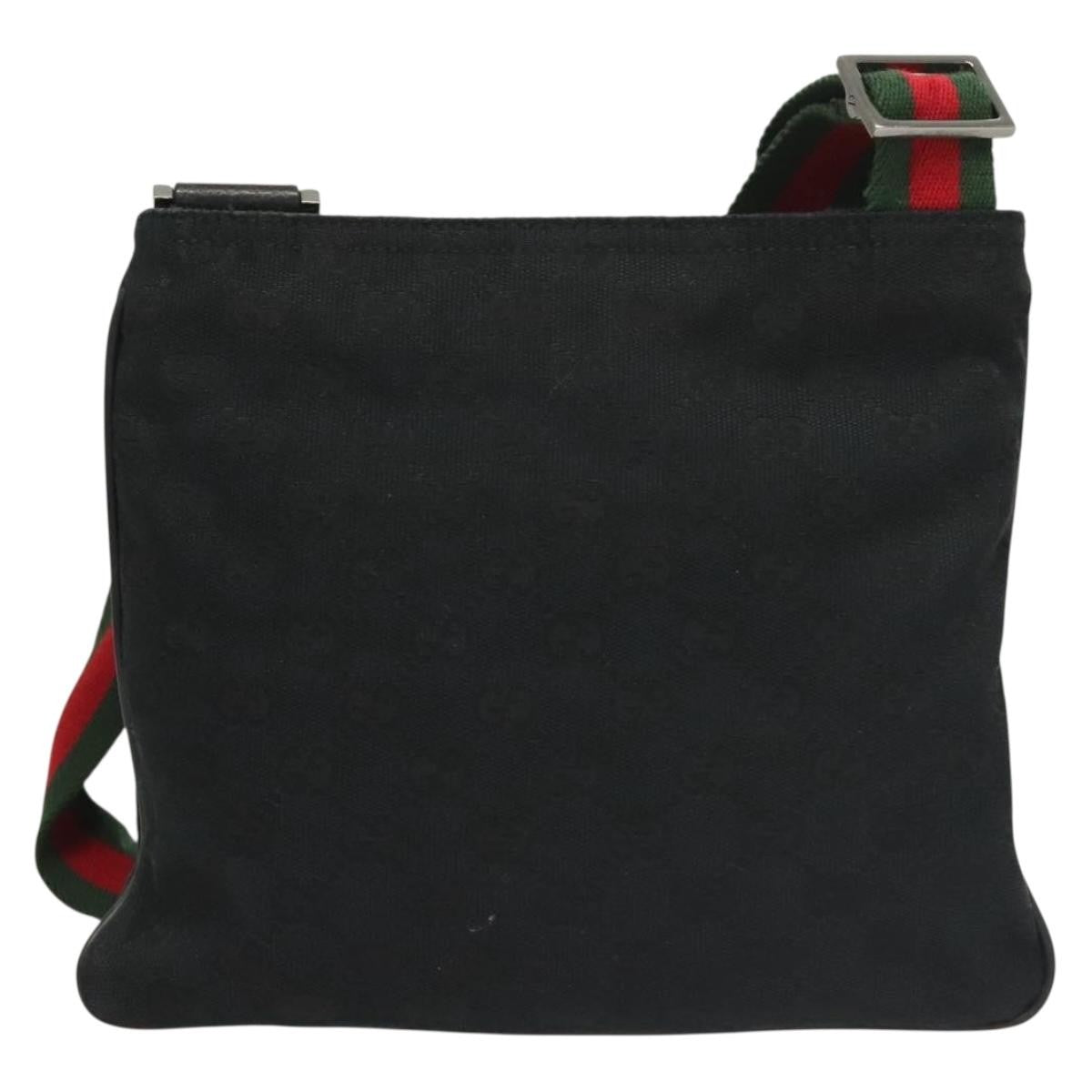 Gucci Web Strap Zip Messenger Bag Gg Canvas Black Canvas Shoulder Bag Bag ( )