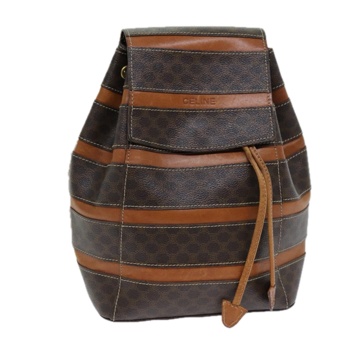 Luxury CELINE Macadam Canvas Backpack PVC Brown  S1578