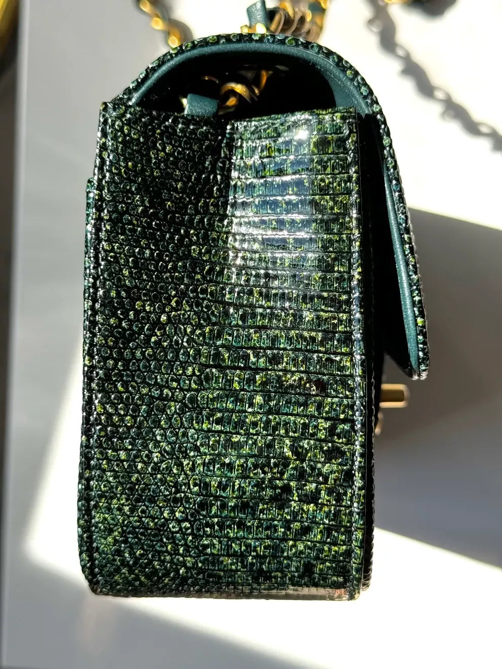 Chanel Mini Green Lizard Flap Bag