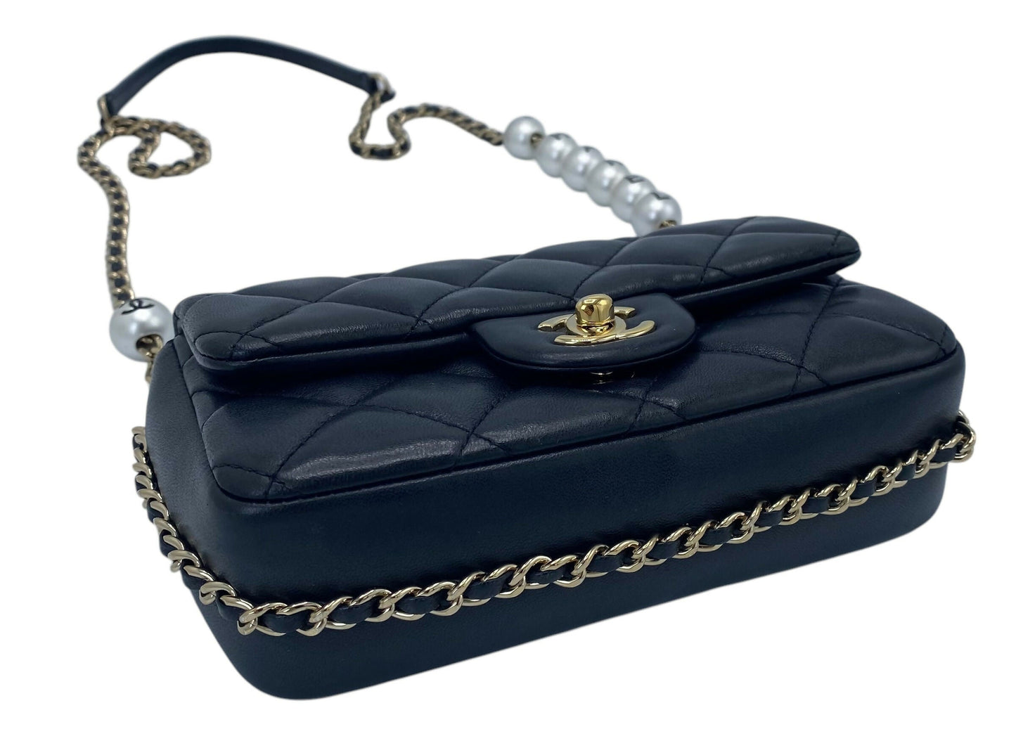 Chanel 2020 My Precious Pearls Black Lambskin Quilted Small Flap Bag GHW