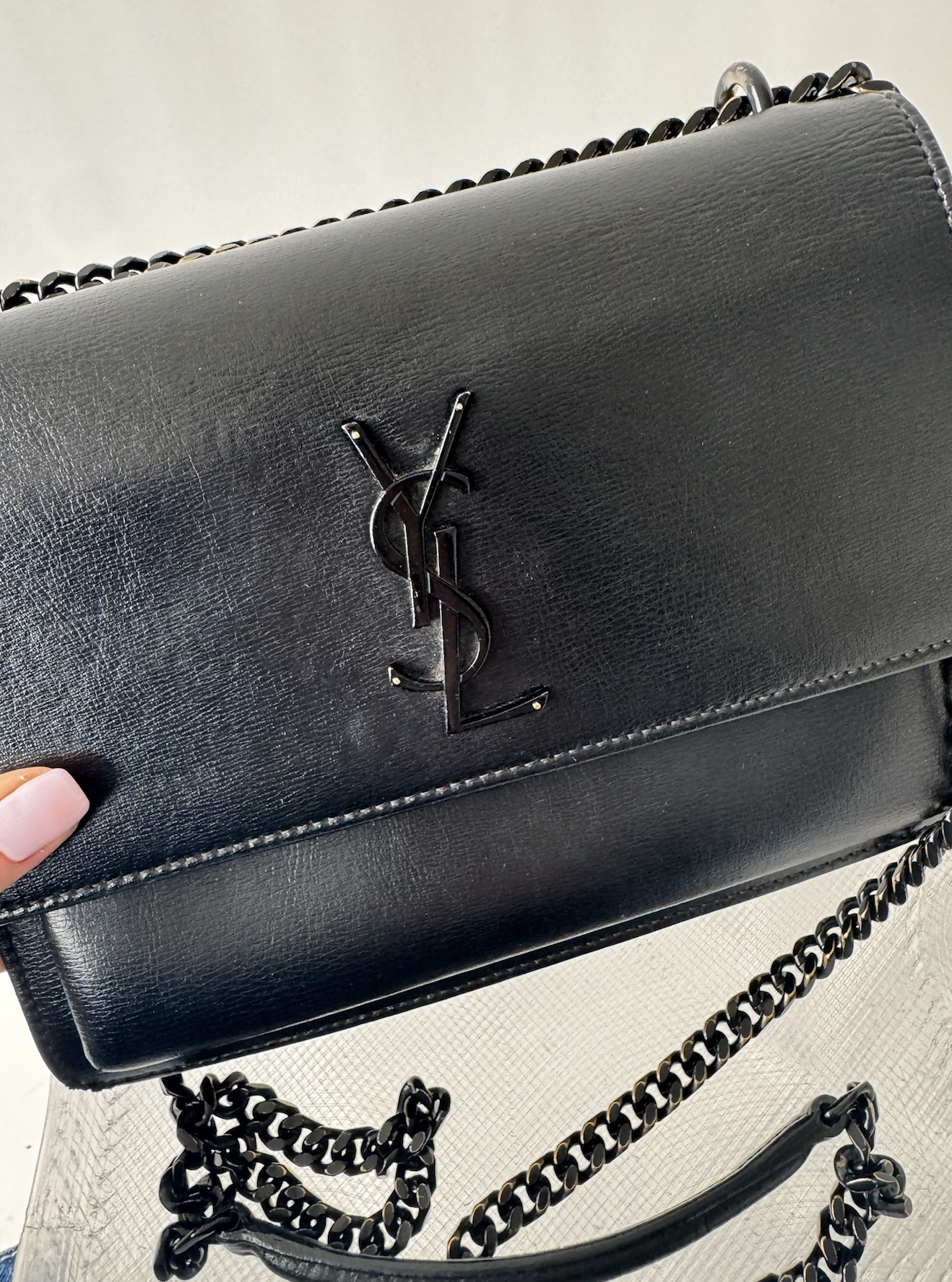 Saint Laurent Sunset leather crossbody bag - full set