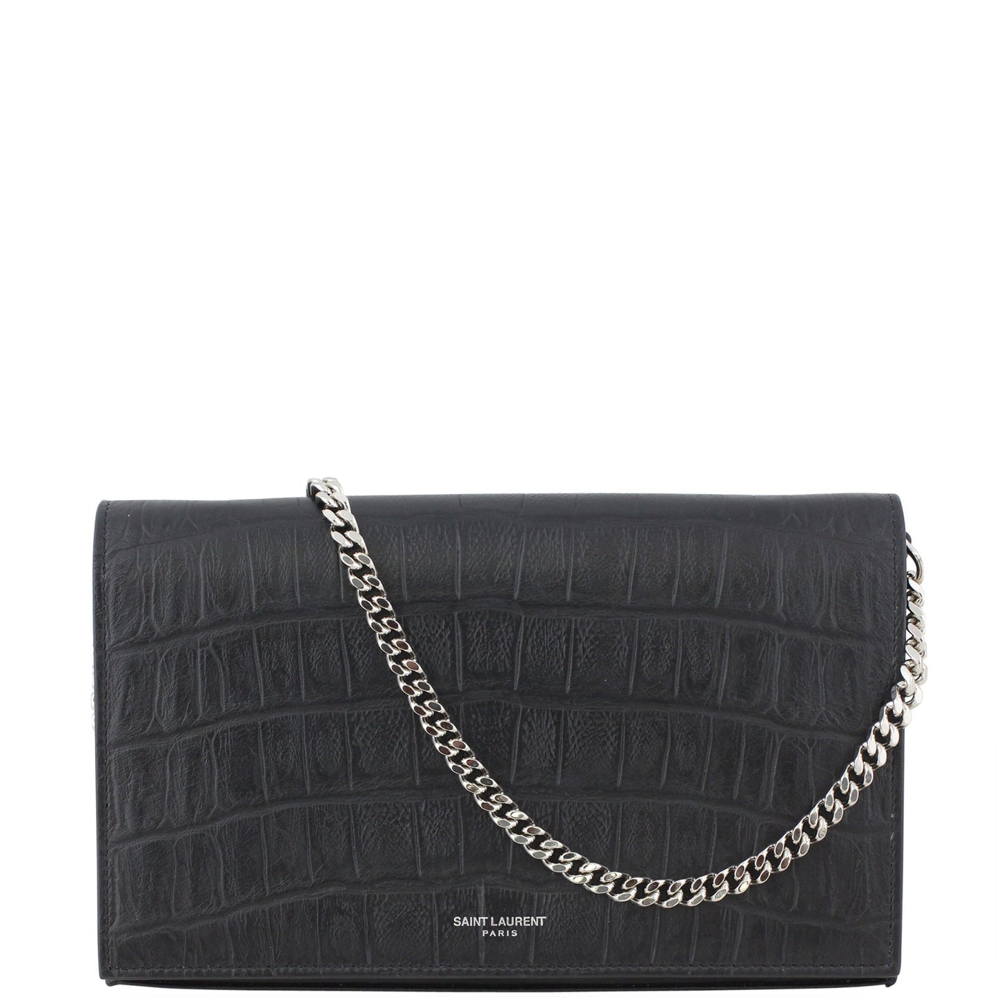 Saint Laurent Crocodile Embossed Chain Wallet
