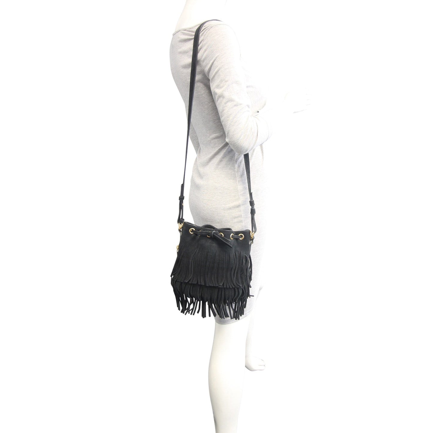 Saint Laurent Emmanuelle Fringe Bucket Bag