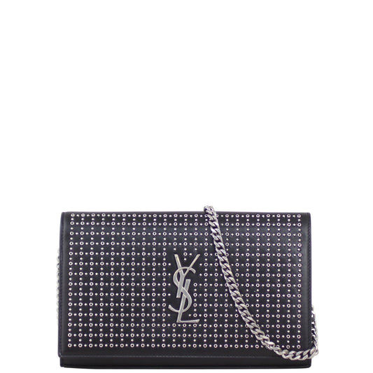 Saint Laurent Microstud and Rivet Kate Chain Wallet