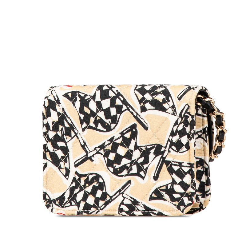 Chanel Matelasse Coco Mark Checker Flag Motif Canvas Leather Mini Shoulder Bag Classic Flap