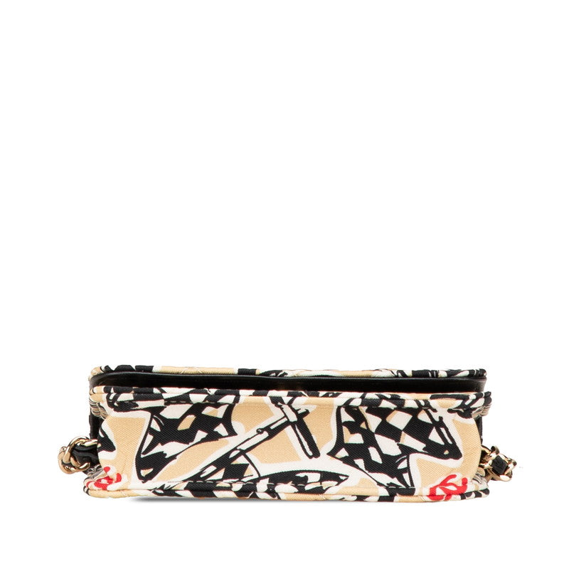 Chanel Matelasse Coco Mark Checker Flag Motif Canvas Leather Mini Shoulder Bag Classic Flap