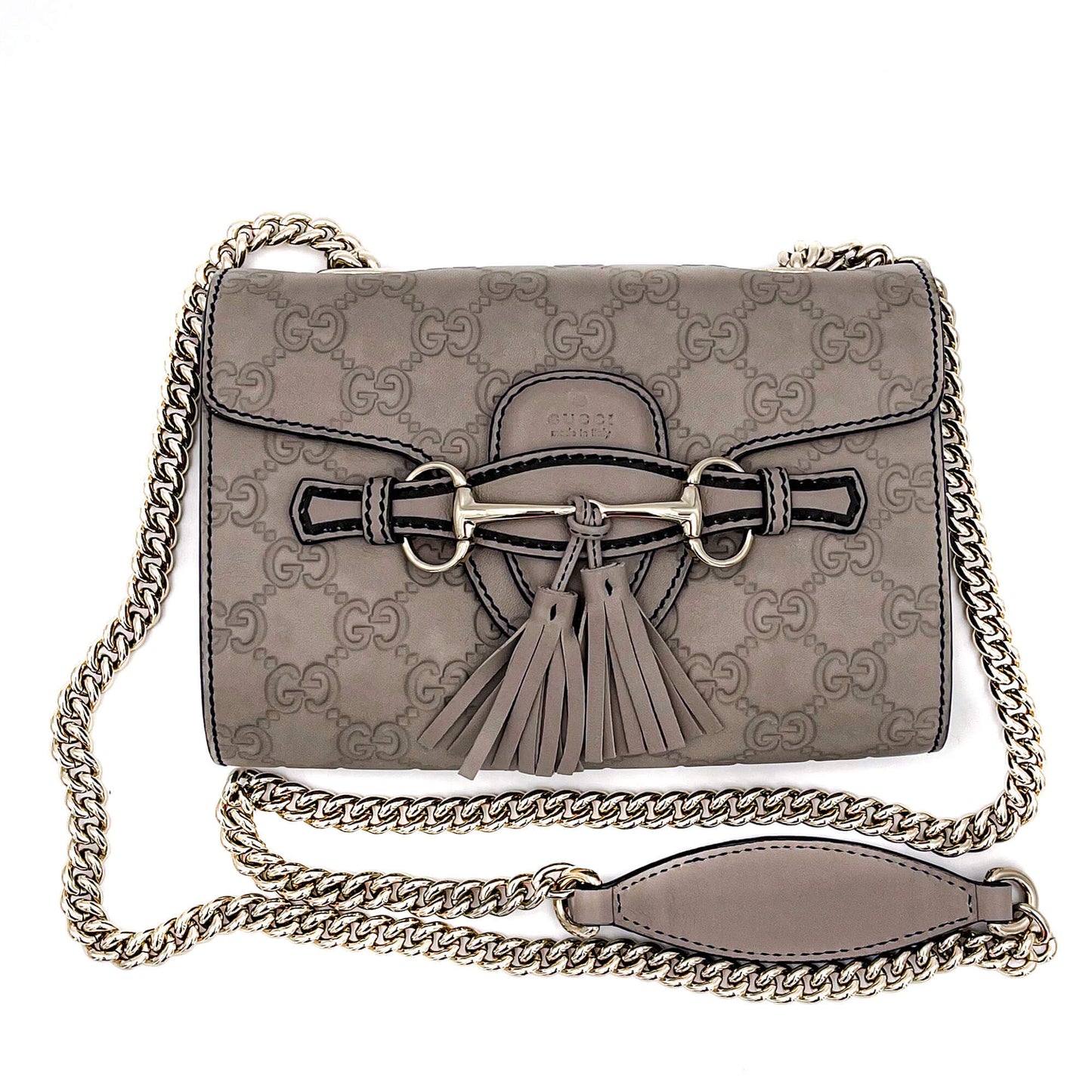 Gucci Guccissima Grey Leather Chain Handbag