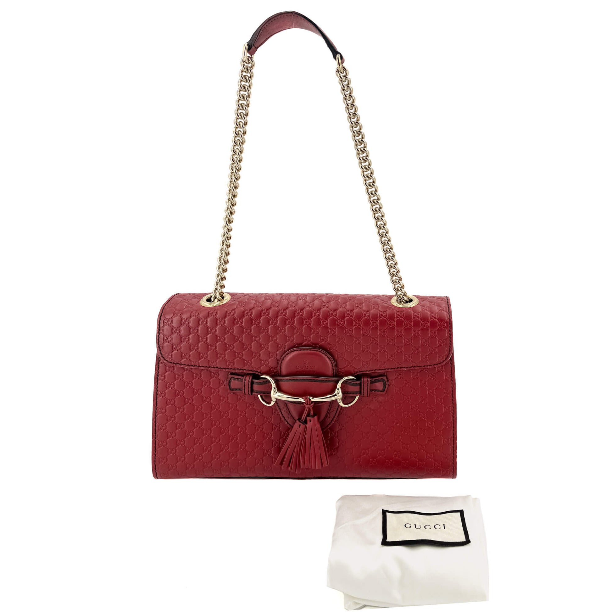 Gucci Guccissima Red Leather Chain Shoulder Bag Style 1