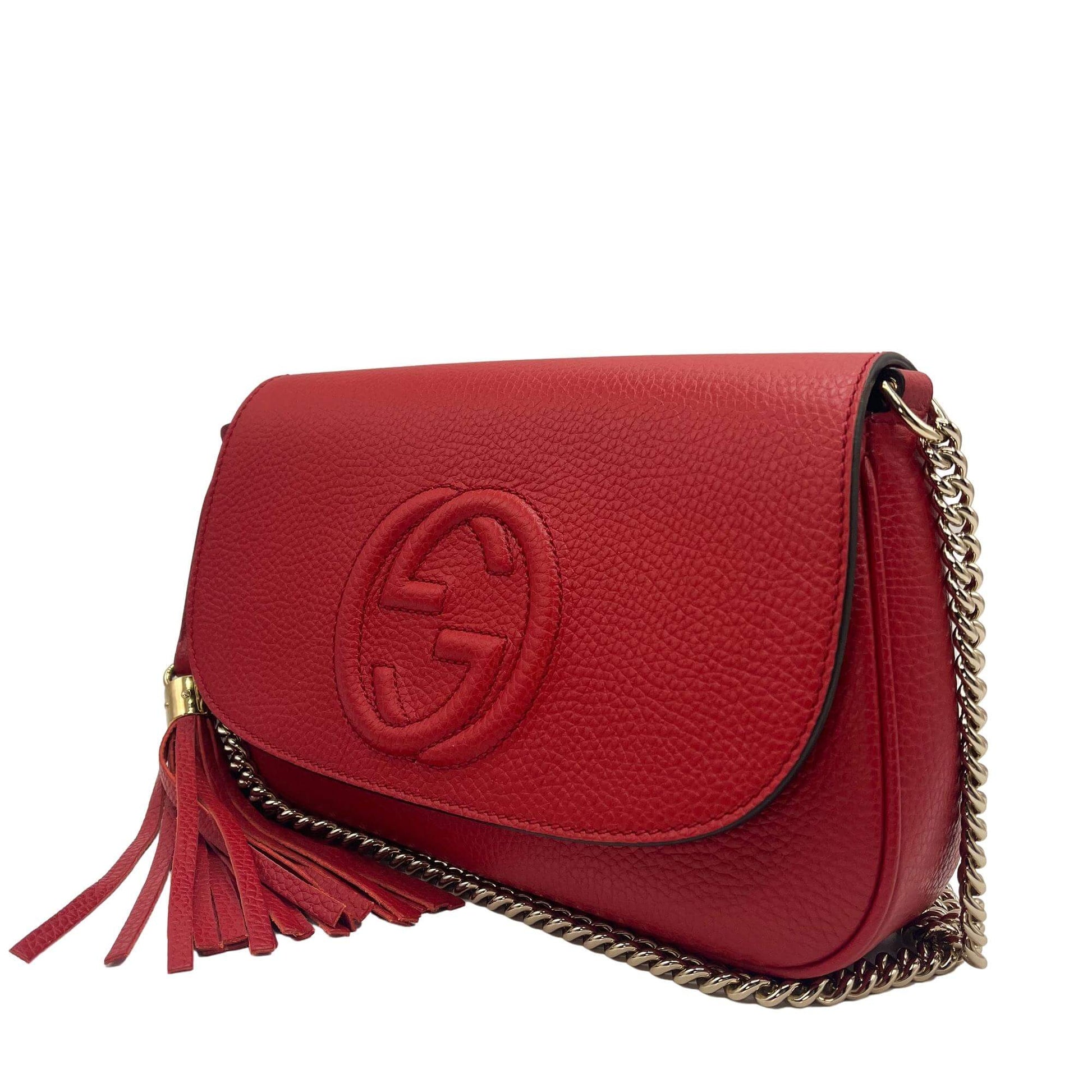 Gucci Soho Red Leather Chain Shoulder Bag