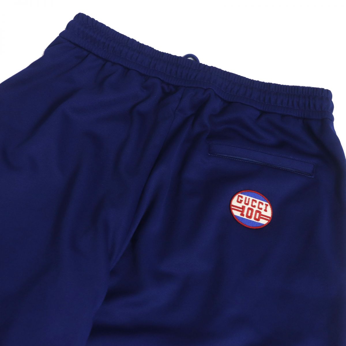 GUCCI Pants Main: 55% polyester, Main: 45% cotton, Part: 80% nylon, Part: 20% polyurethane, Part: 100% polyester blue mens M