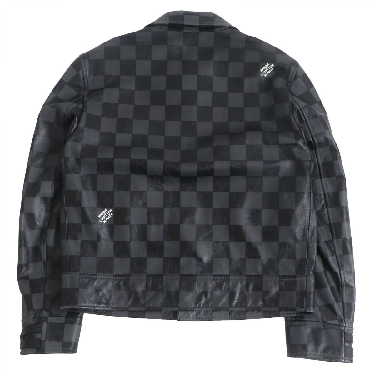 LOUIS VUITTON leather jacket Outer: 100% cowhide, Lining: 77% cupra, Lining: 23% cotton Gray x black mens 48