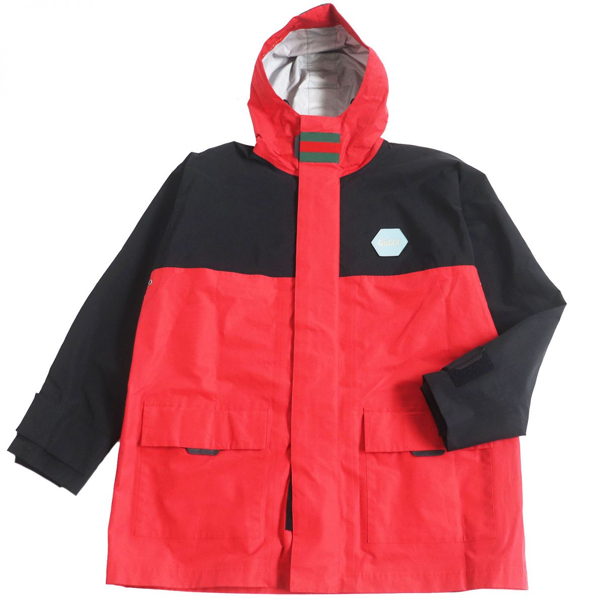GUCCI Mountain Hoodie Main: 59% cotton, Main: 41% nylon, Part: 65% rayon, Part: 35% cotton, Filling: 100% polyester Red x black mens 48