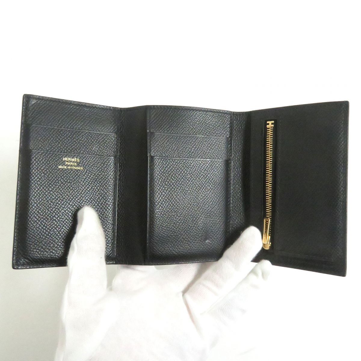 HERMES Tri-fold wallet Main?FEpsom black mens Used