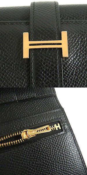 HERMES Tri-fold wallet Main?FEpsom black mens Used