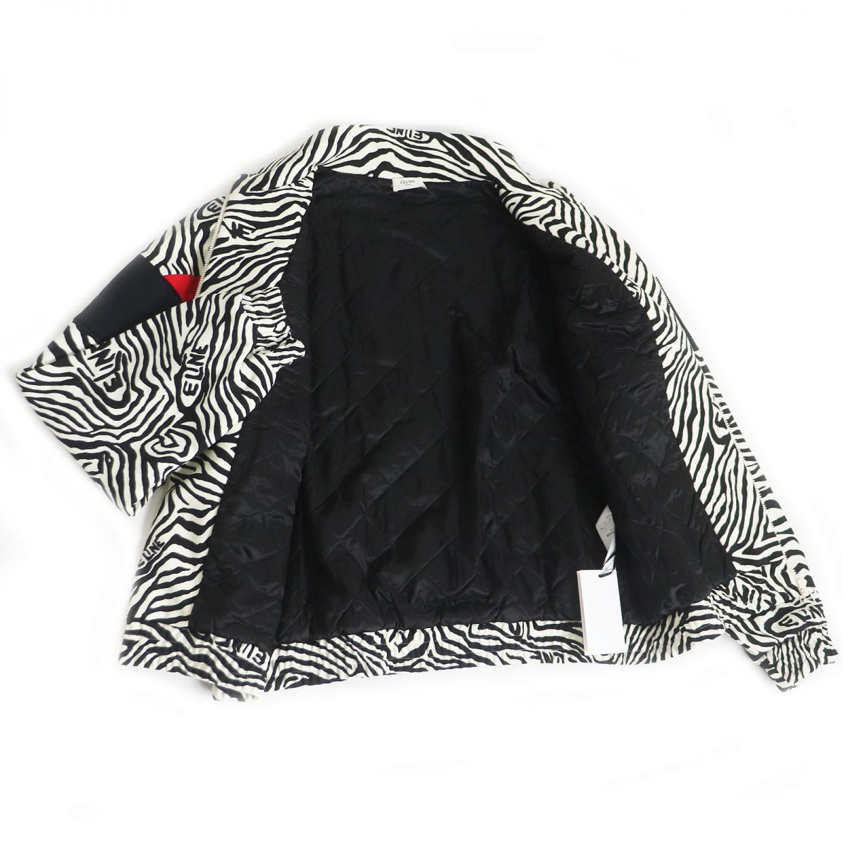 CELINE Blouson Outer: 100% polyester, Lining: 100% rayon, Filling: 100% polyester, Part: 100% rayon White x Black x Red mens L