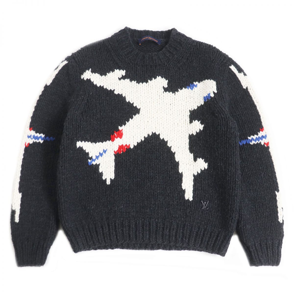 LOUIS VUITTON knit Main: 100% wool Dark gray mens XS
