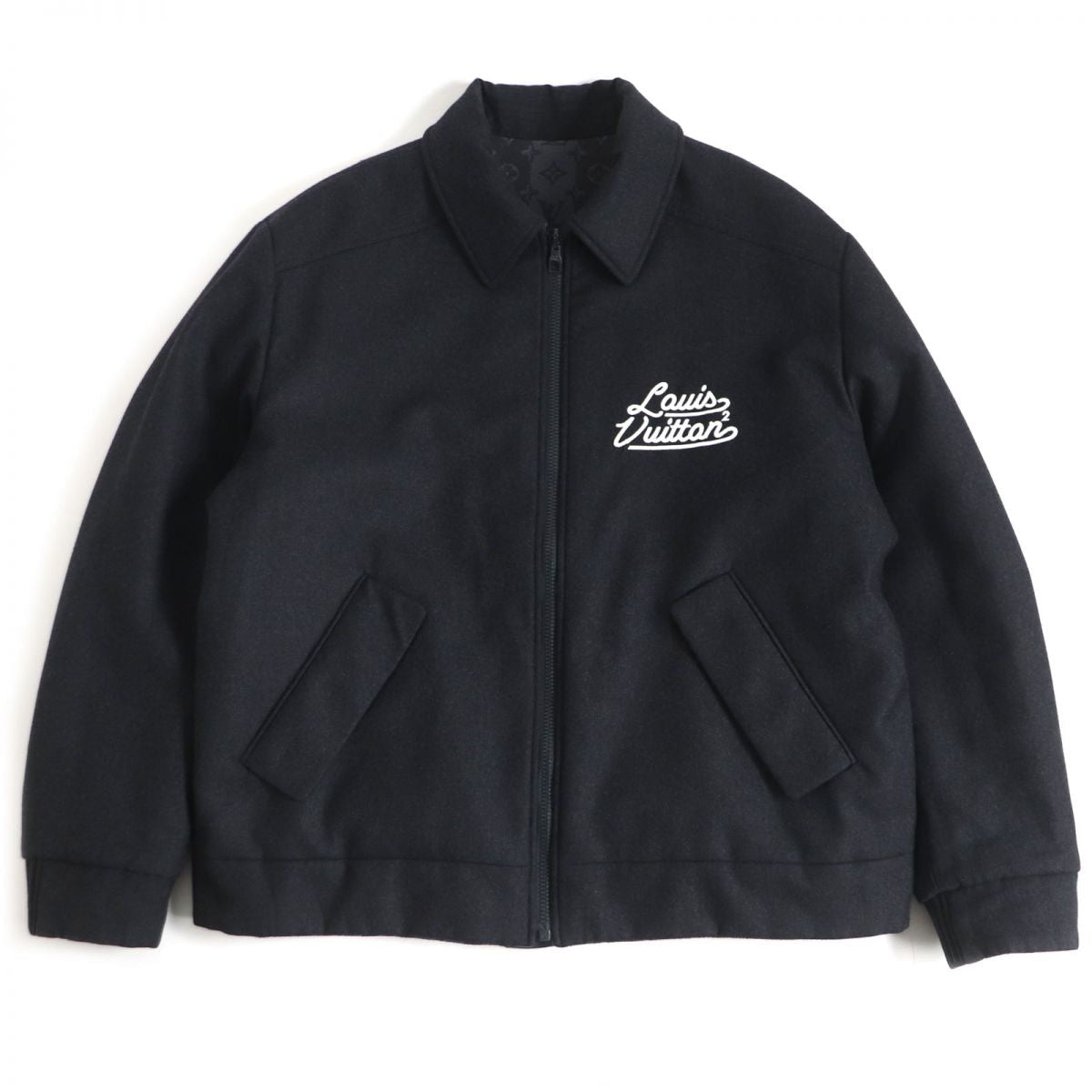 LOUIS VUITTON Blouson Outer: 100% wool, Lining: 100% cotton, Filling: 100% polyester Gray x black mens 56