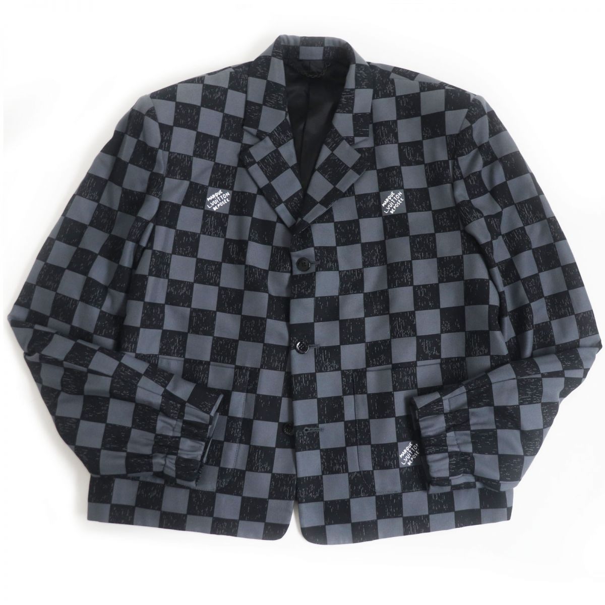 LOUIS VUITTON Blouson Outer: 99% cotton, Outer: 1% nylon, Lining: 77% cupra, Lining: 23% cotton Gray x black mens 46
