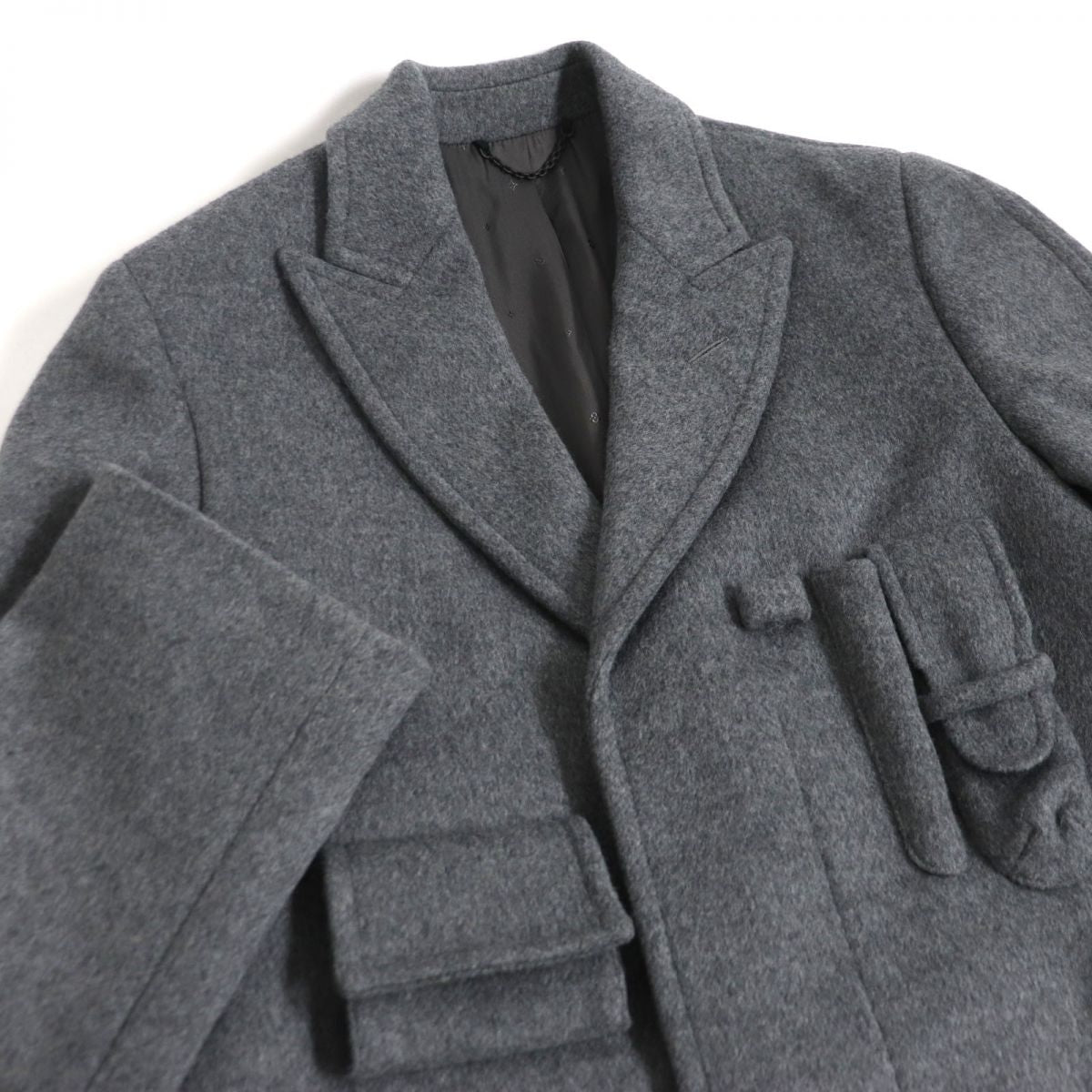 LOUIS VUITTON coat Outer: 100% wool, Lining: 79% cupra, Lining: 21% cotton, Part: 50% wool, Part: 50% rayon gray mens 46
