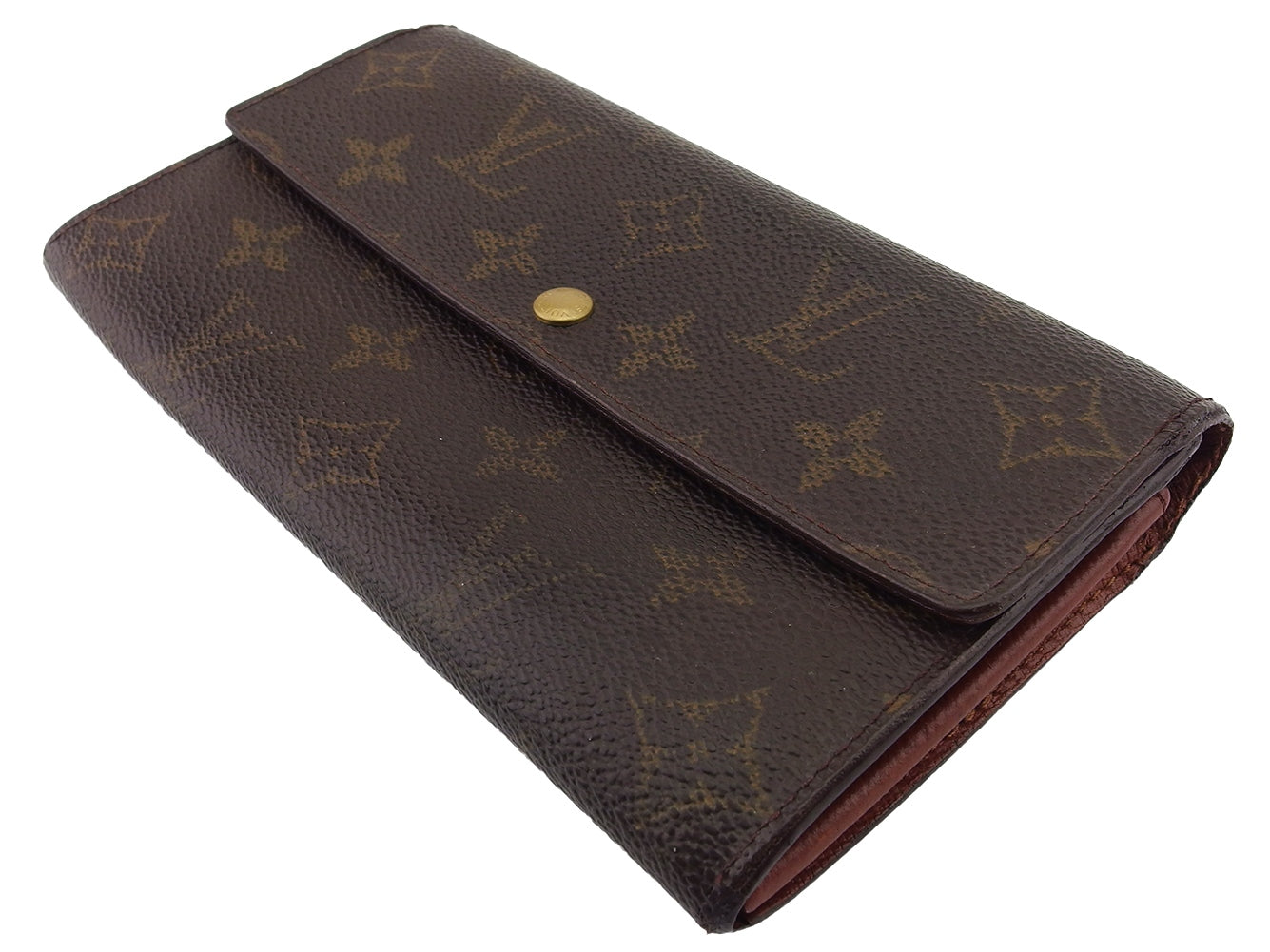 LOUIS VUITTON Long Wallet Purse M61725 Brown beige Pochette Porto MonÃ©credi