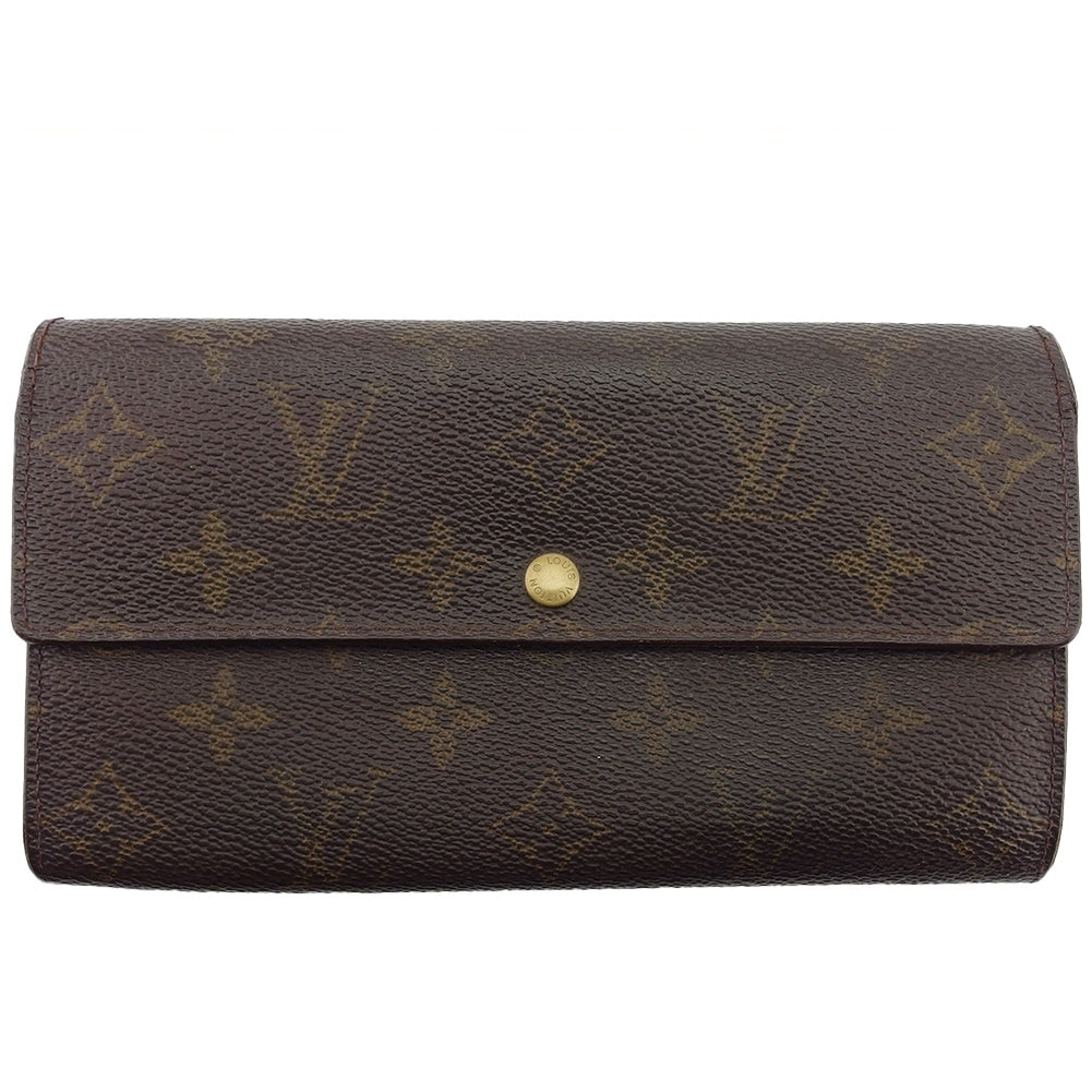LOUIS VUITTON Long Wallet Purse M61725 Brown beige Pochette Porto MonÃ©credi