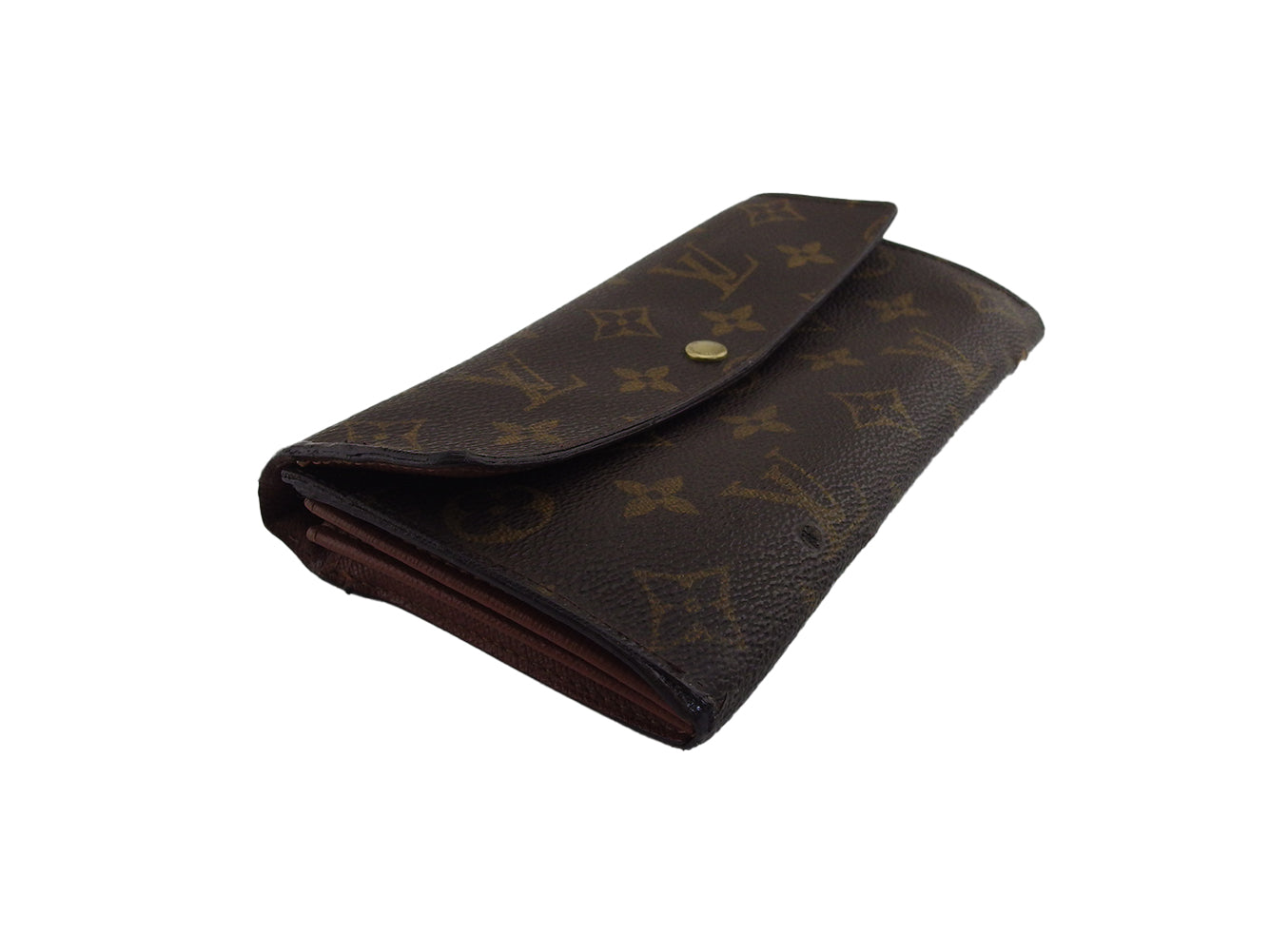 LOUIS VUITTON Long Wallet Purse Brown x beige Pochette Porto MonÃ©credi