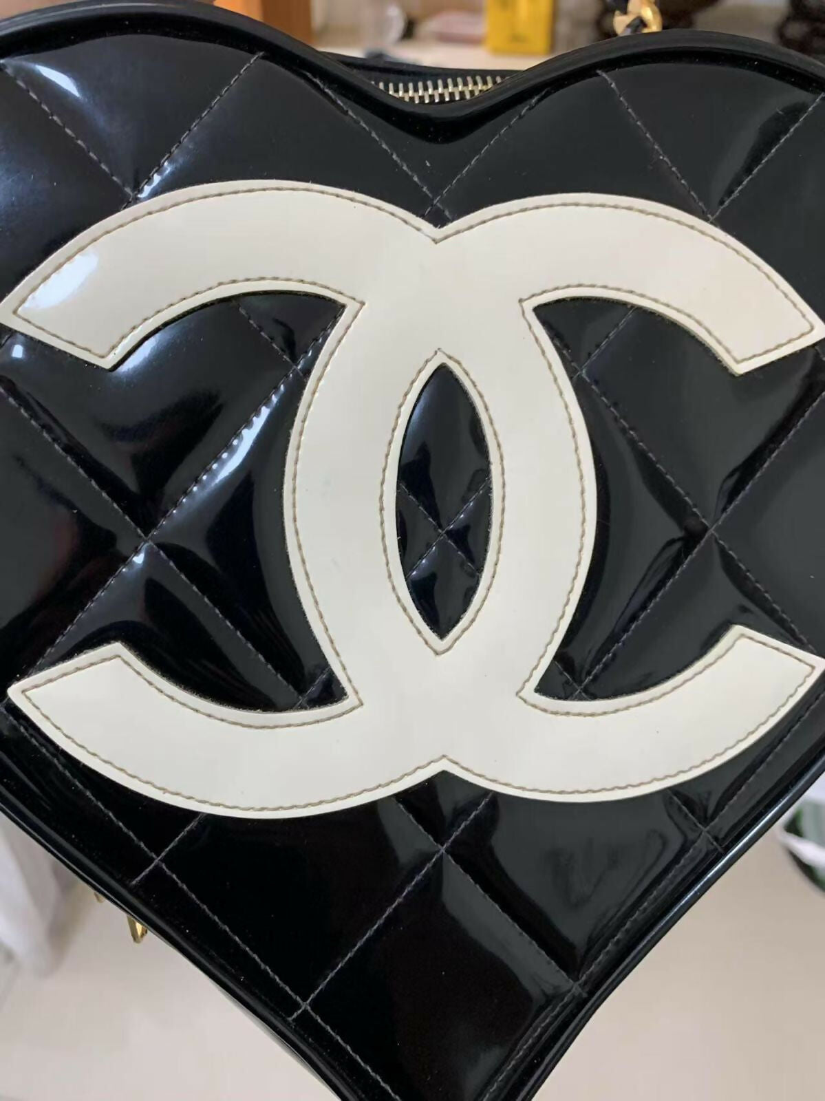 Chanel 1995  Black Heart Vanity Bag