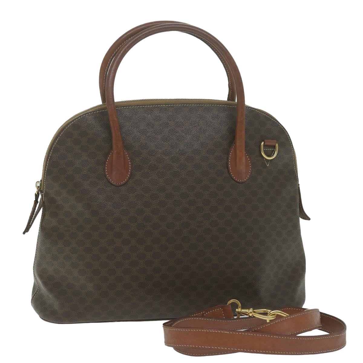 Luxury CELINE Macadam Canvas Tote Bag PVC Leather 2way Brown  tb1019