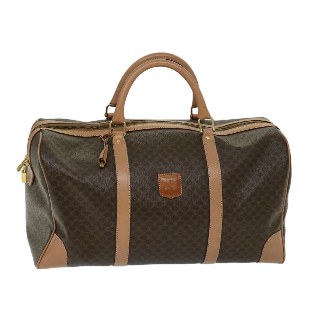 Luxury CELINE Macadam Canvas Boston Bag PVC Brown  tb1060