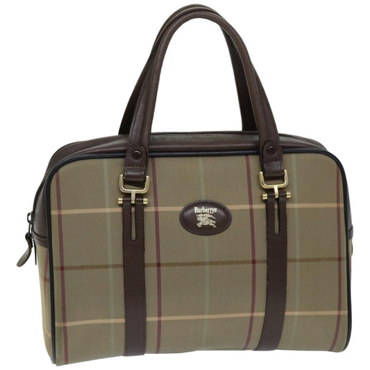 Luxury BurberrySs Nova Check Hand Bag Canvas Beige Auth tb1083