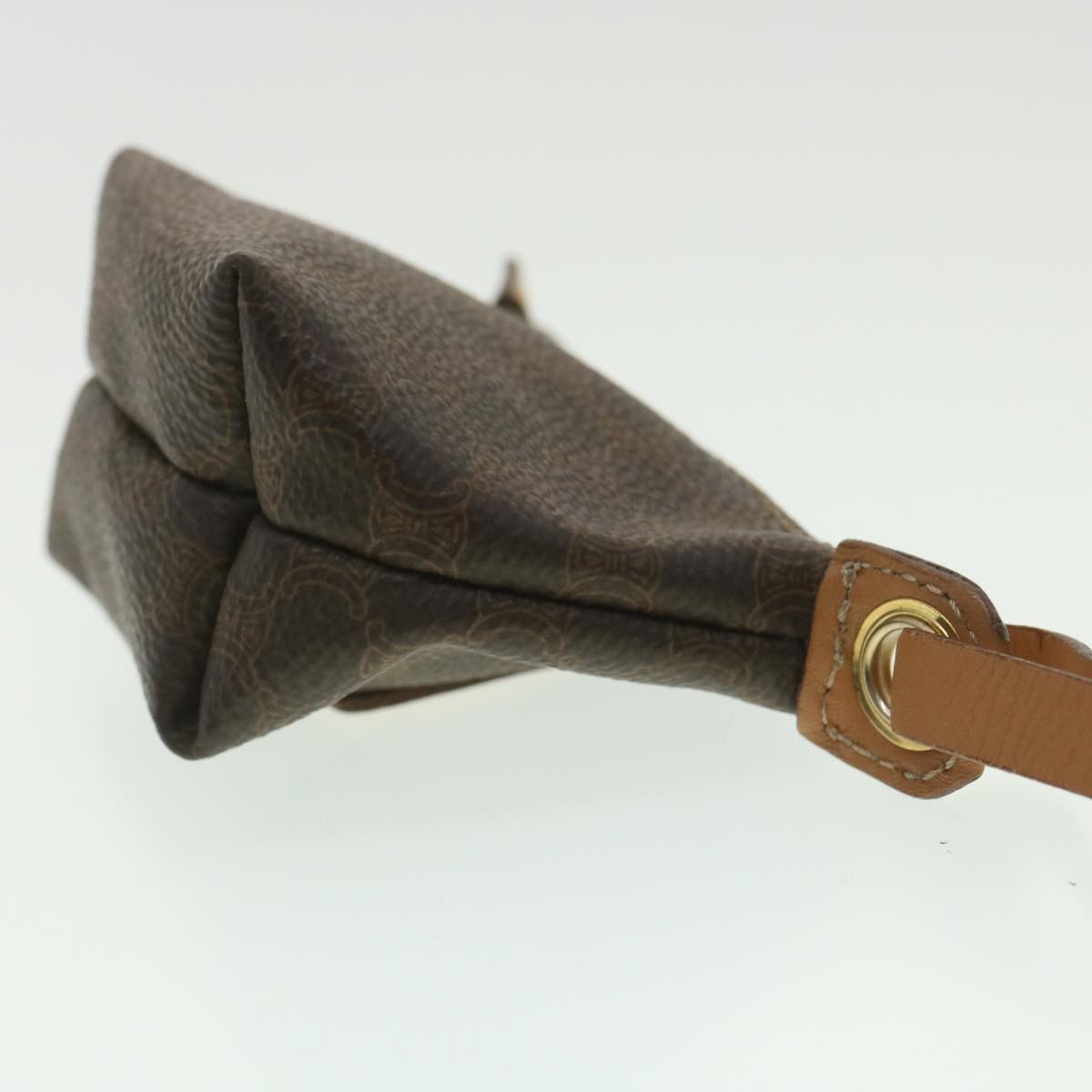Luxury CELINE Macadam Canvas Pouch PVC Leather Brown  tb381