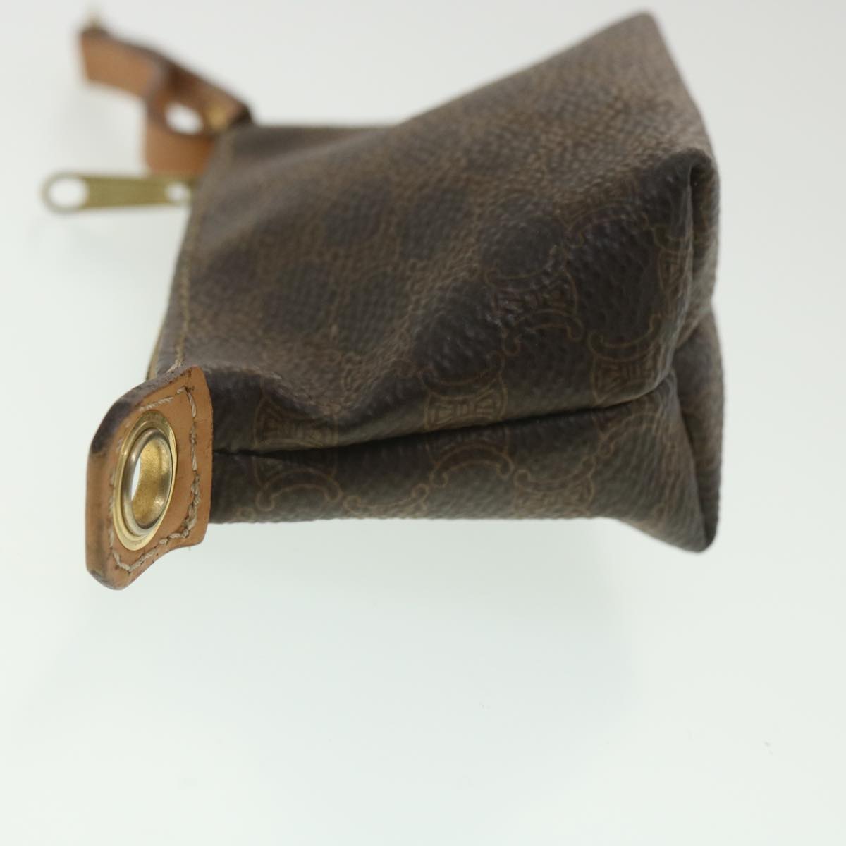 Luxury CELINE Macadam Canvas Pouch PVC Leather Brown  tb381