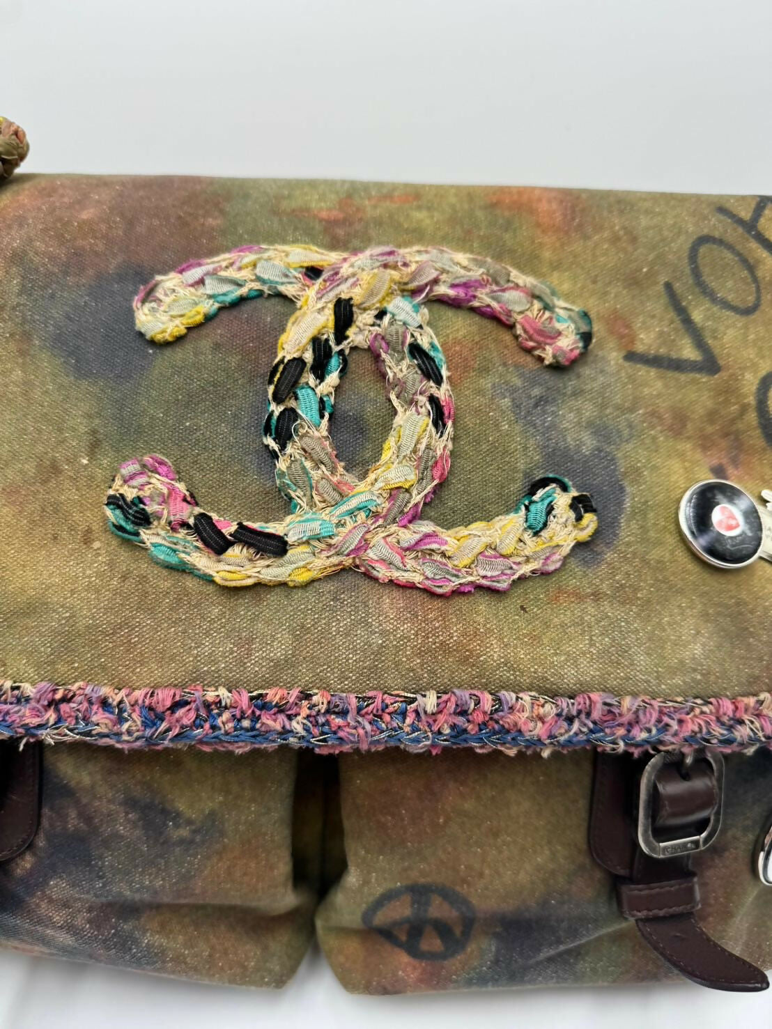 Chanel Graffiti Canvas Messenger Bag  Large Size