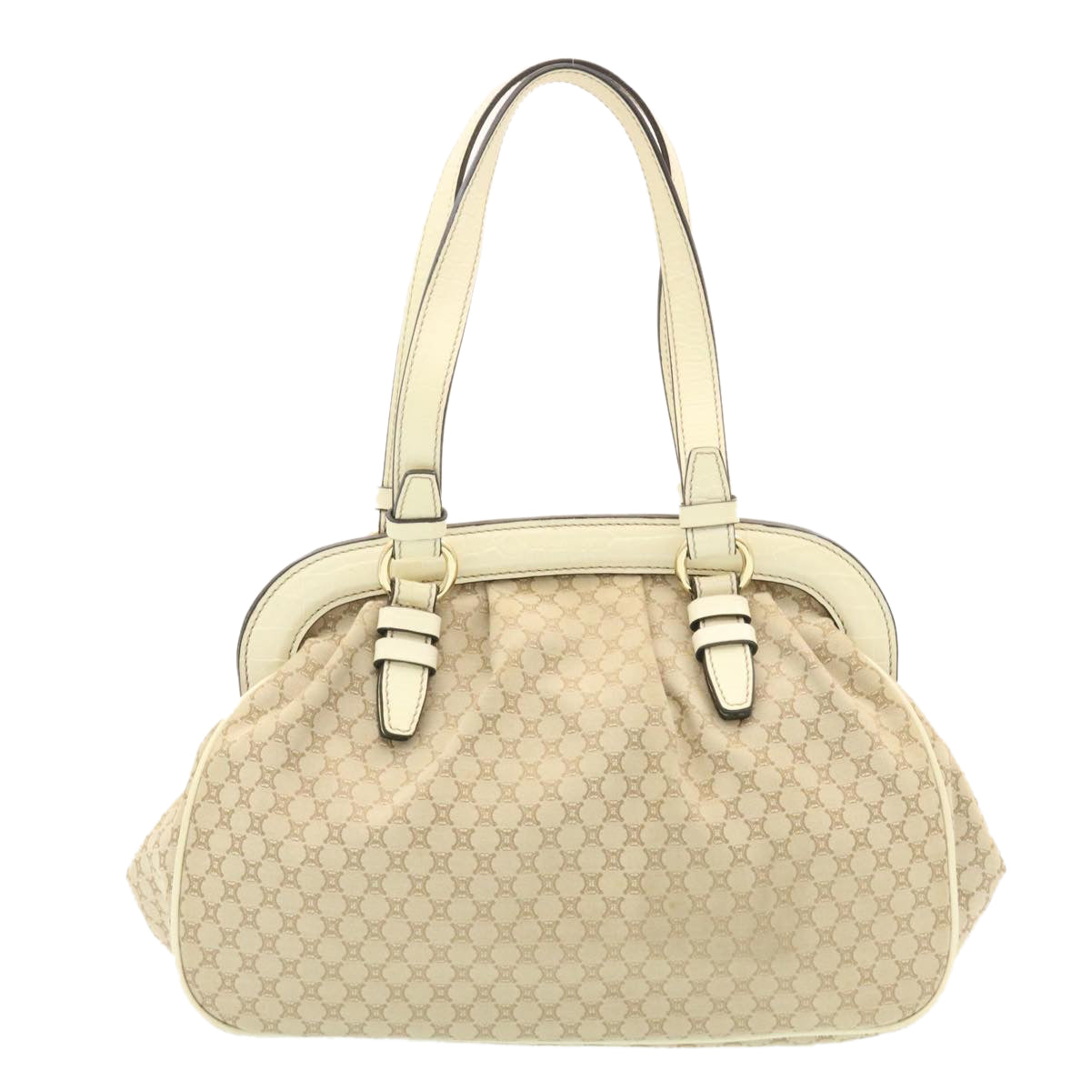 Luxury CELINE Macadam Canvas 2way Shoulder Bag Hand Bag Beige  th2019