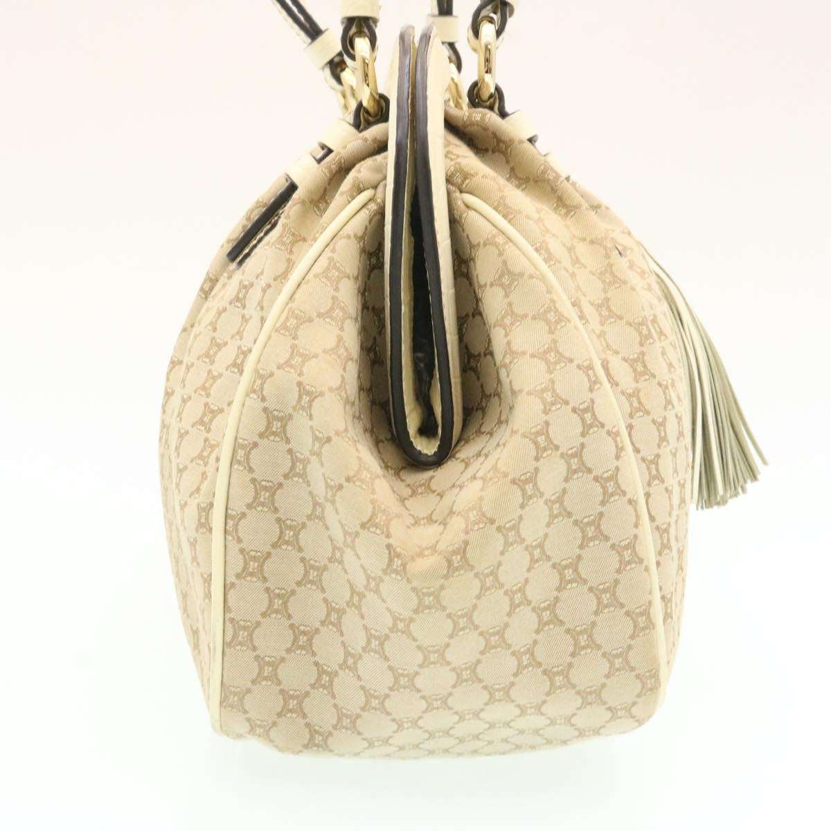 Luxury CELINE Macadam Canvas 2way Shoulder Bag Hand Bag Beige  th2019