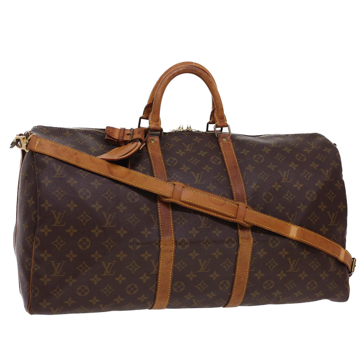 LOUIS VUITTON Monogram Keepall Bandouliere 55 Boston Bag M41414 LV th3550