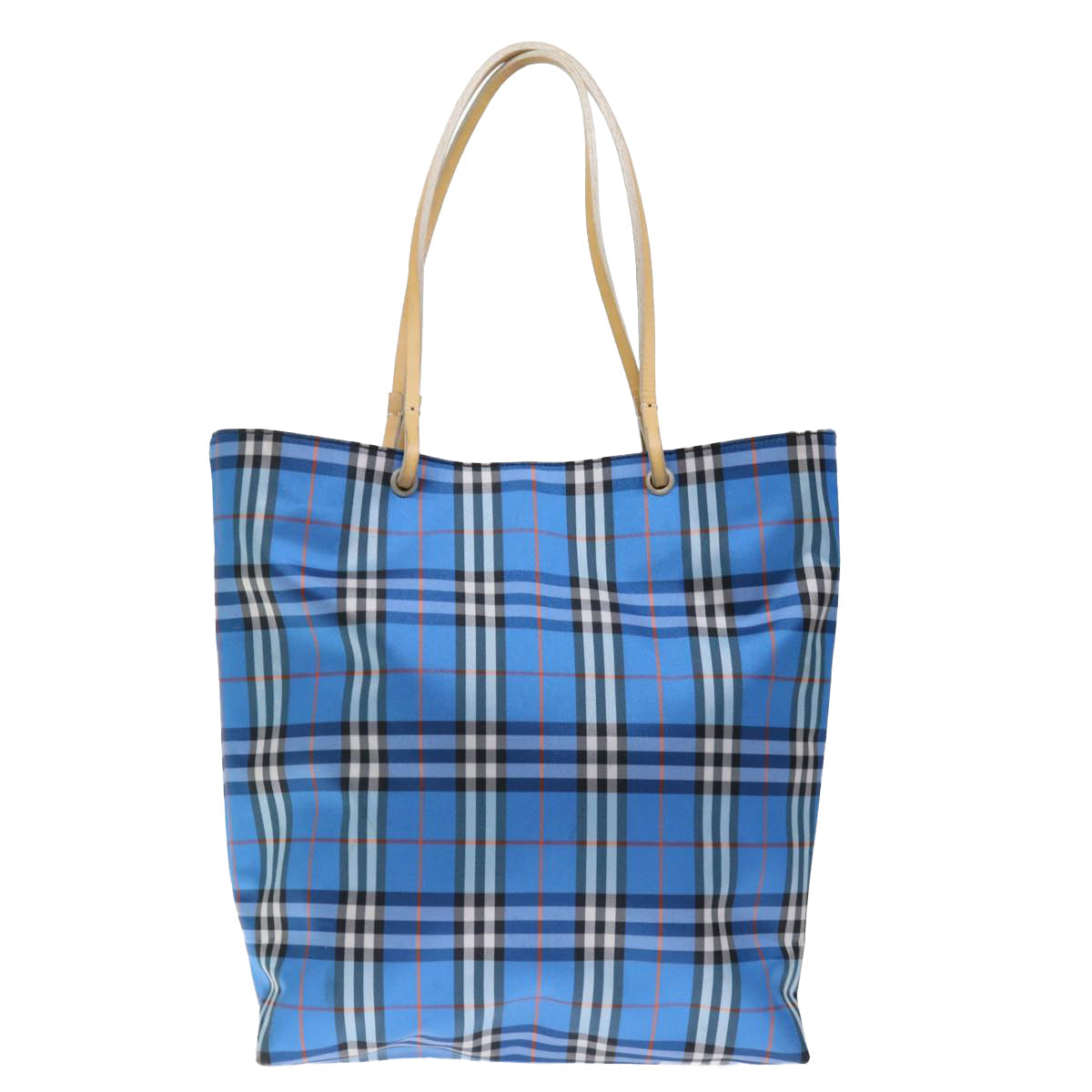 Luxury Burberry Nova Check Tote Bag Nylon Blue Auth th4791