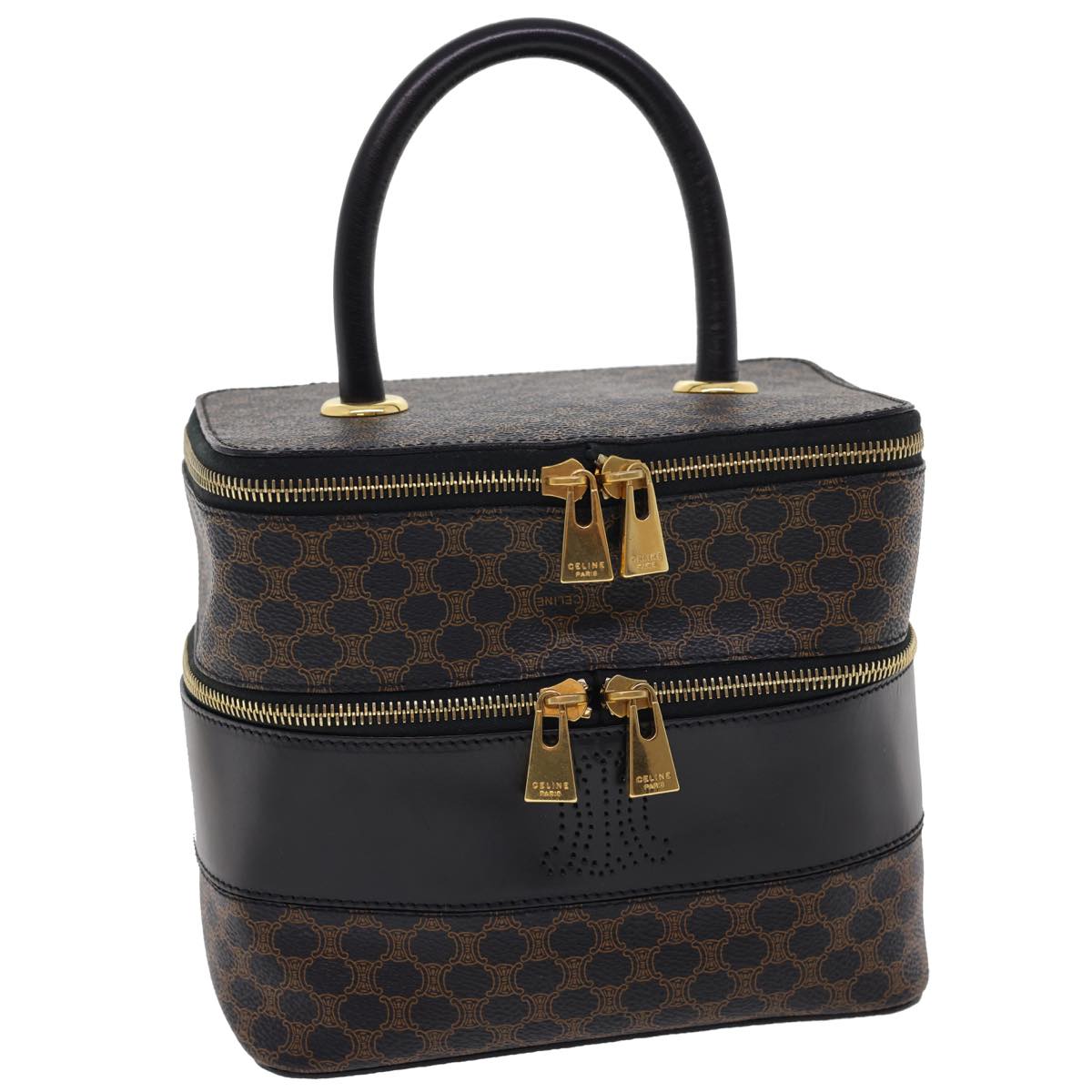 Luxury CELINE Macadam Canvas Vany Cosmetic Pouch Black  28799A