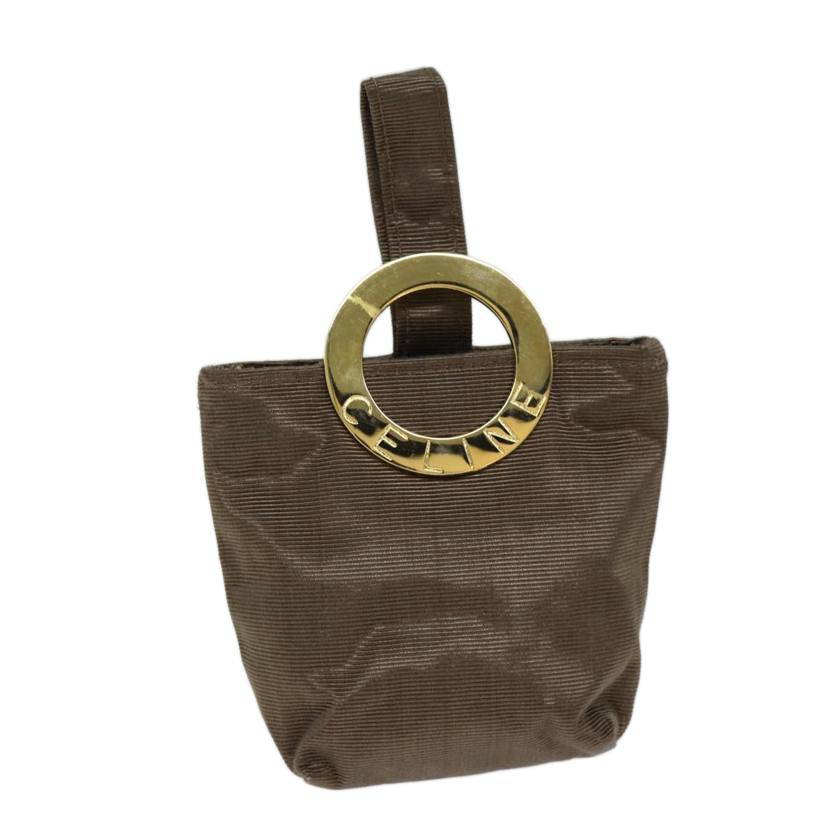 Luxury CELINE Circle Pouch Nylon Brown 12440