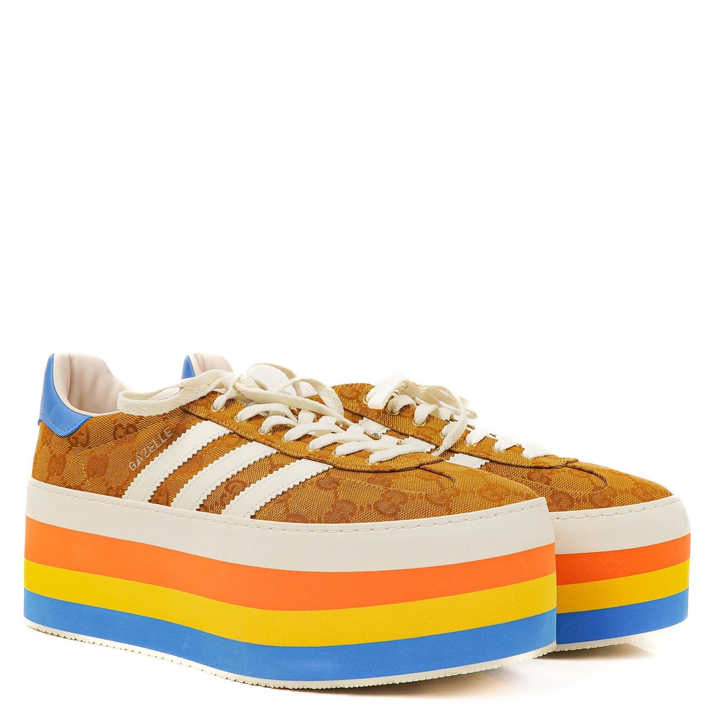 The Gucci x Adidas Jacquard Striped Wedge Sneakers