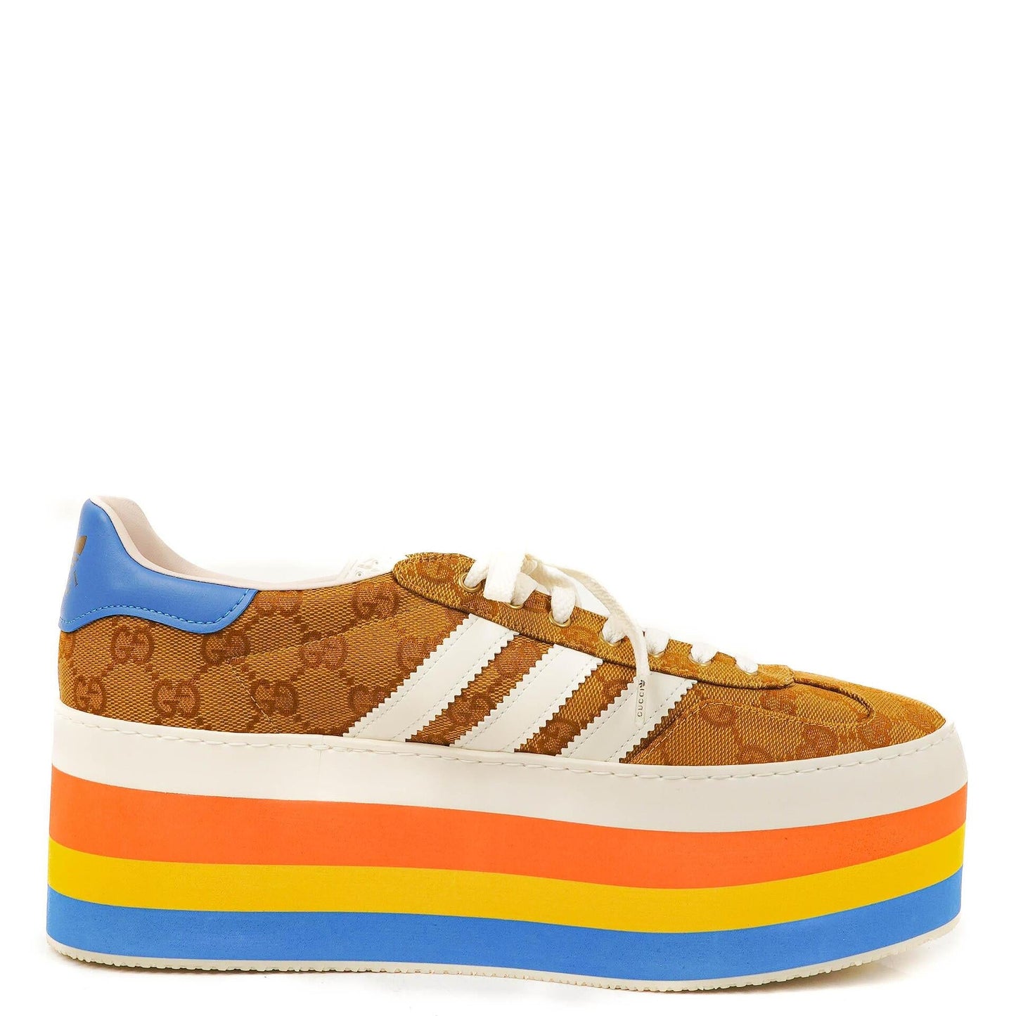 The Gucci x Adidas Jacquard Striped Wedge Sneakers