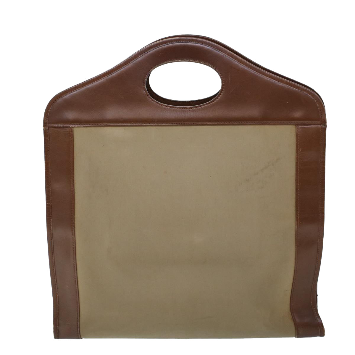 Luxury BurberrySs Hand Bag Canvas Leather Brown Beige Auth ti1227