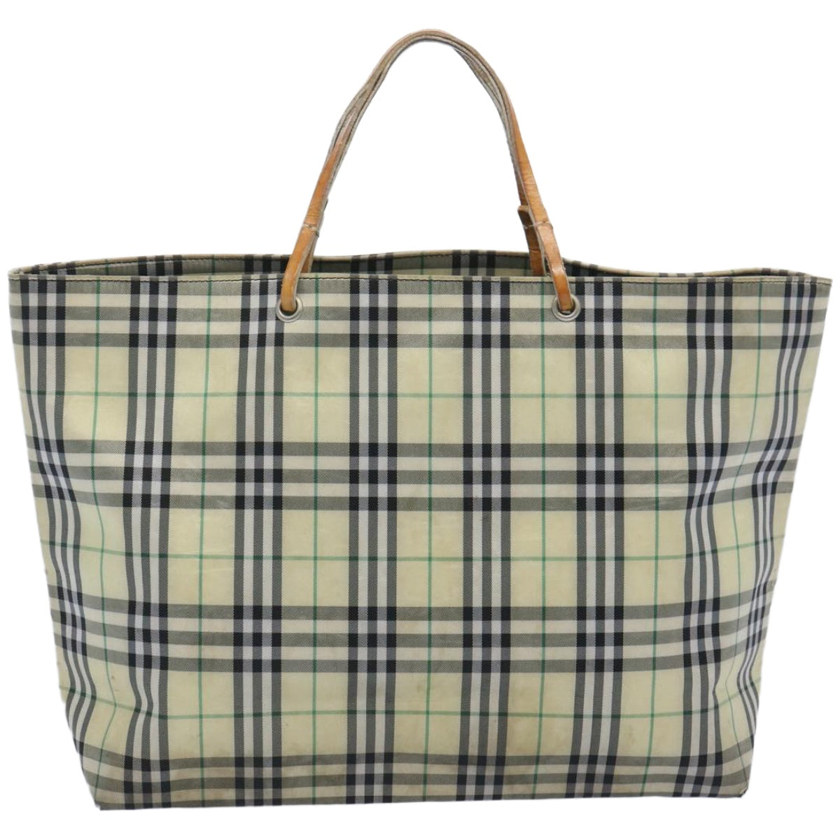 Luxury Burberry Nova Check Tote Bag Nylon Yellow Auth ti1543