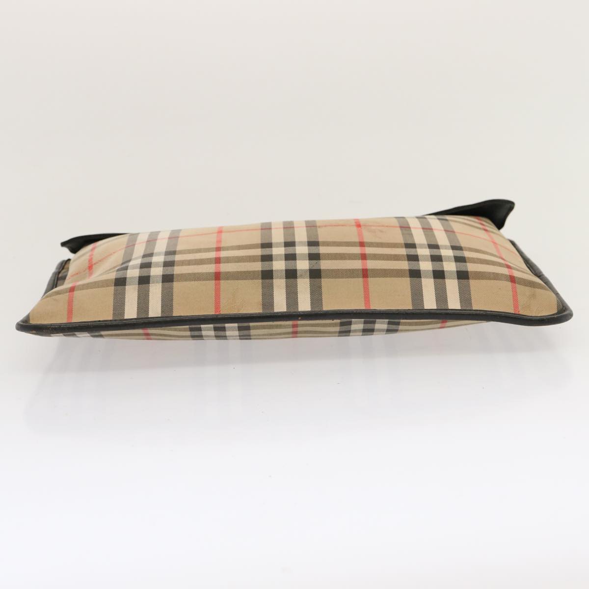 Luxury BurberrySs Nova Check Clutch Bag Canvas Beige Auth ti1616
