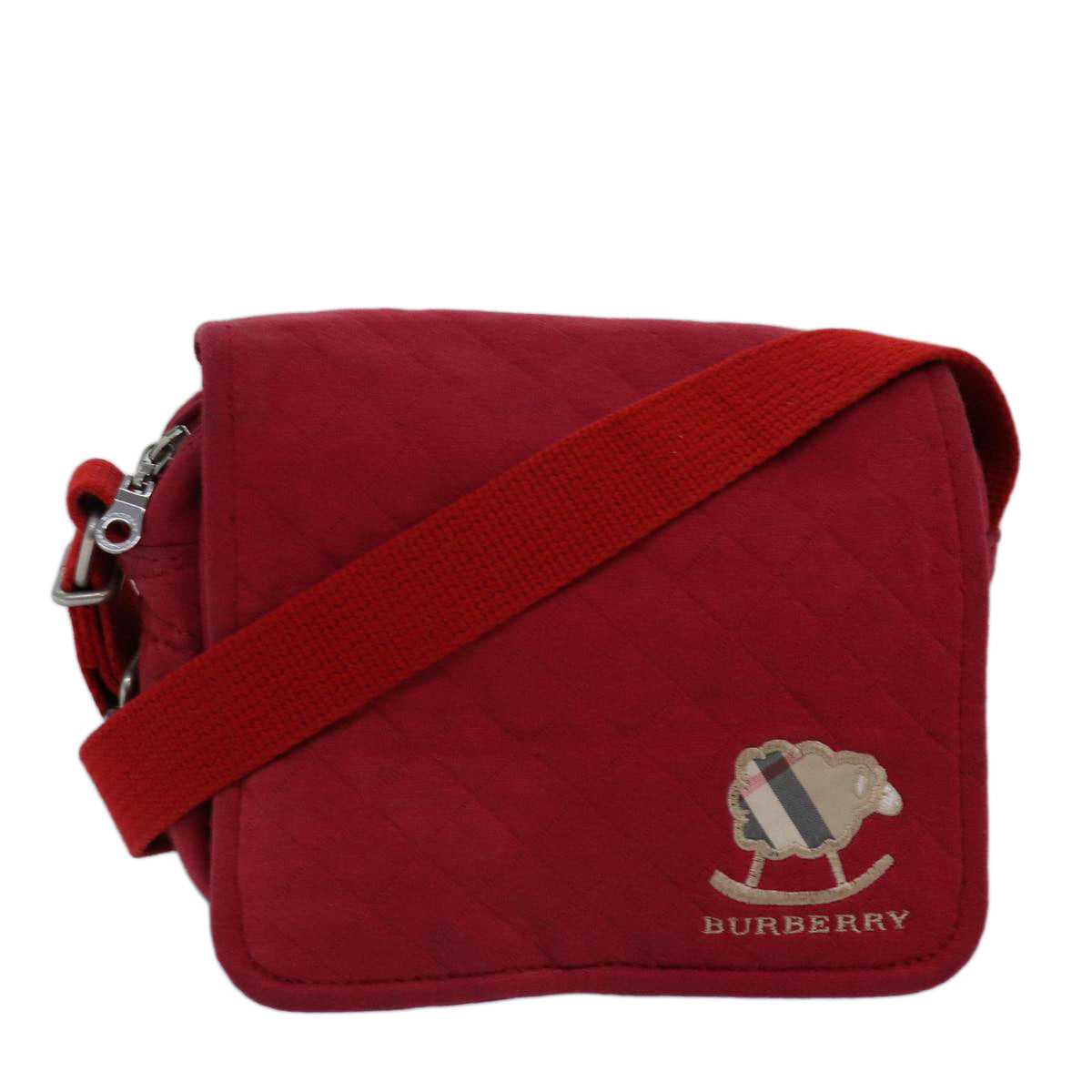 Luxury Burberry Shoulder Bag Canvas Red Auth ti1749