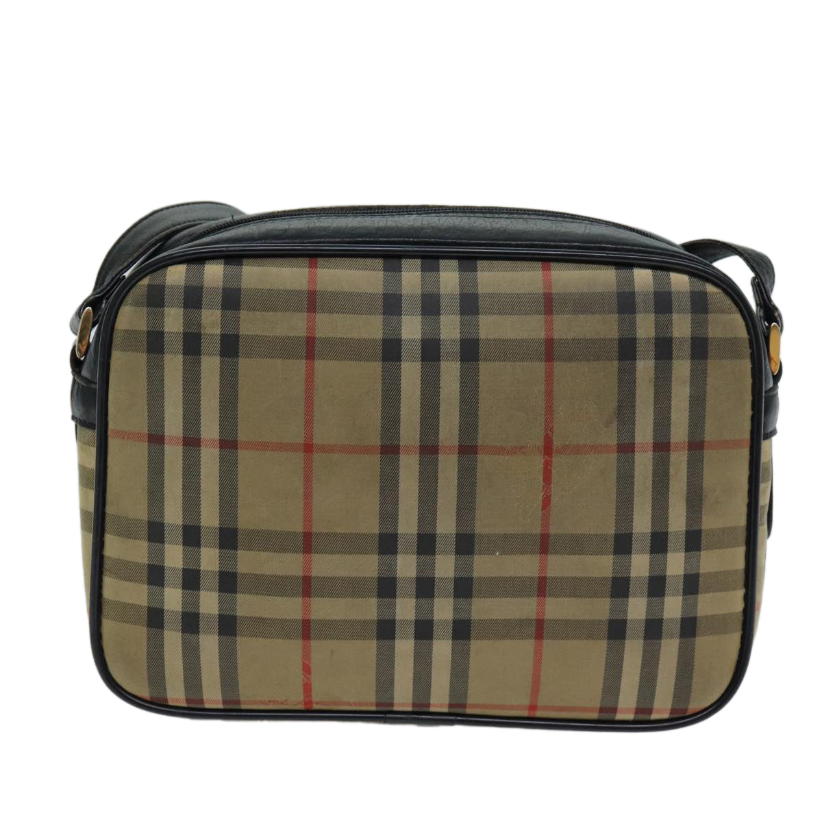 Luxury BurberrySs Nova Check Shoulder Bag Beige Black Auth ti1761