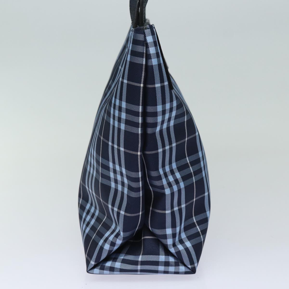 Luxury Burberry Nova Check Hand Bag Nylon Navy Auth ti1769