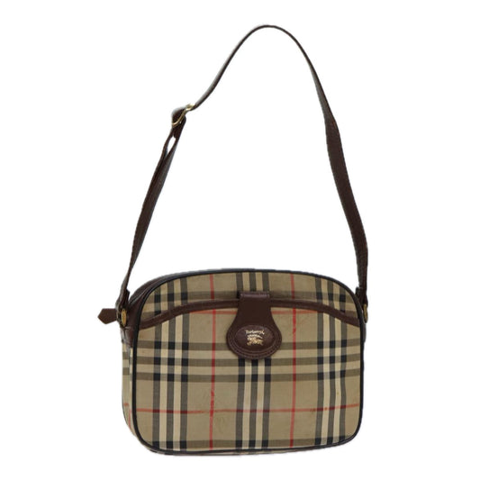Luxury BurberrySs Nova Check Blue Label Hand Bag Canvas Black Auth ti1774